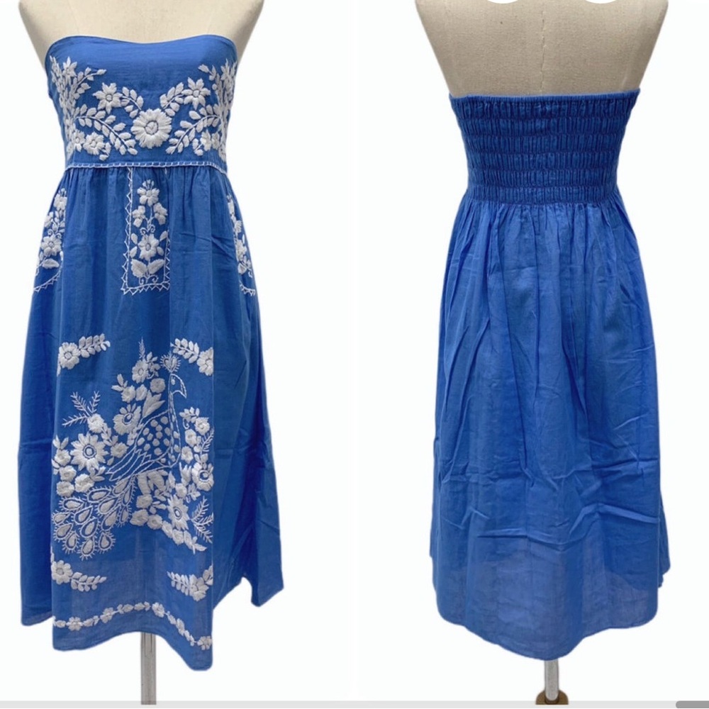 BOHO 100% Cotton Embroidered Strapless Coverup Dress